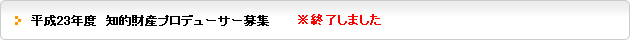 平成23年度　知的財産プロデューサー派遣募集